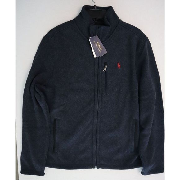Polo Ralph Lauren Men's Sz L Navy Heather L/S Full Zip Fleece Jacket $168 - Picture 10 of 12